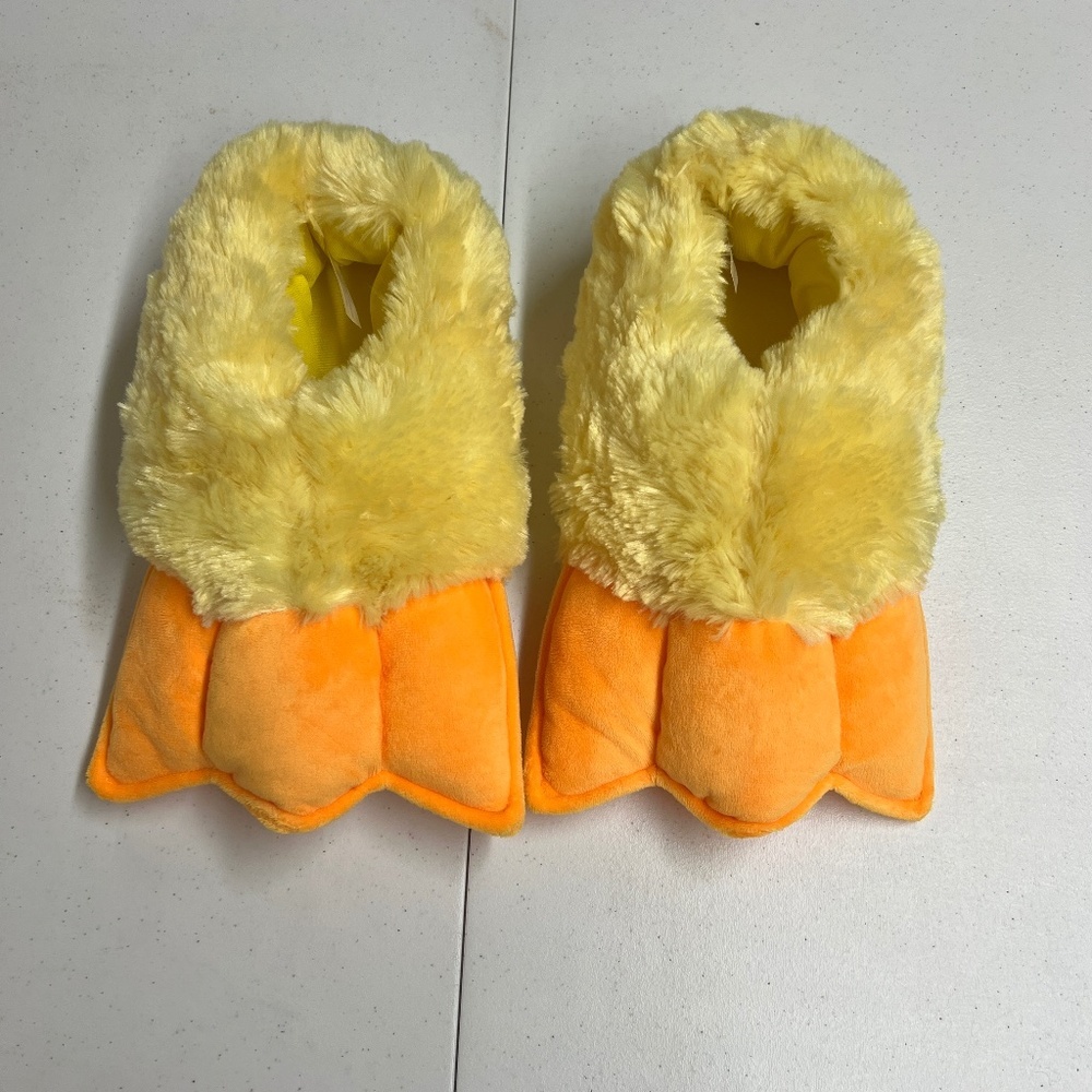 Everberry Duck Feet Slippers Size 10 – Plush Yellow & Orange Animal Costume Shoe